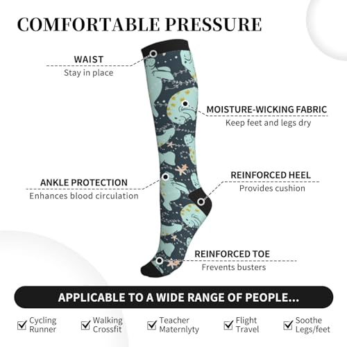 Manatee Starfish Compression Socks For Women Men Knee High Running Socks For Running2