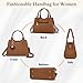 IGOLUMON Women's Top-Handle Handbags Vegan Leather Purses for Women Designer Tote Purse and Handbag with Cute Pompom Satchel Bags for Women Ladies Waterproof Shoulder Bag Crossbody Fashion Brown