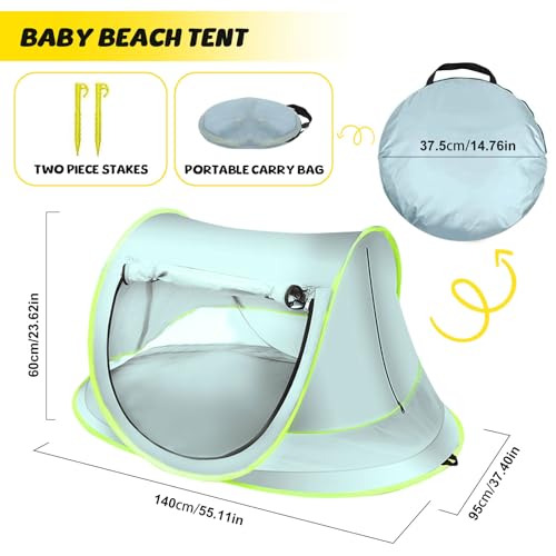 Baby Beach Tent Pop Up Uv Protection Upf 50+ Pop Up Sun Shade Toddler, Beach Sun Shade Easy Set Up Umbrella Baby For Traveling, Hiking, Camping, Fishing (Blue-L) - Image 2