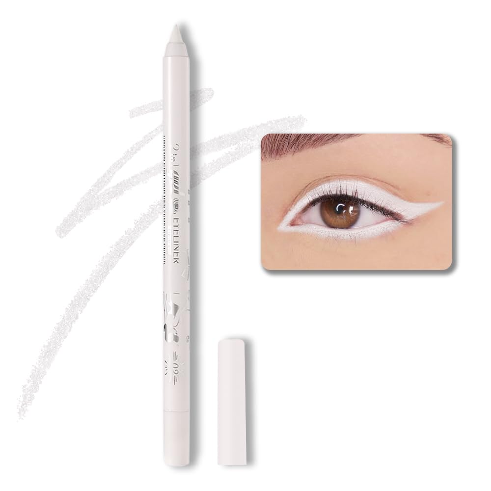 evpct 1Pcs White Color Gel Glitter Eyeliner Pencils Set for Women Waterline Waterproof Smudge Proof lapiz de ojos delineador de ojos contra el agua