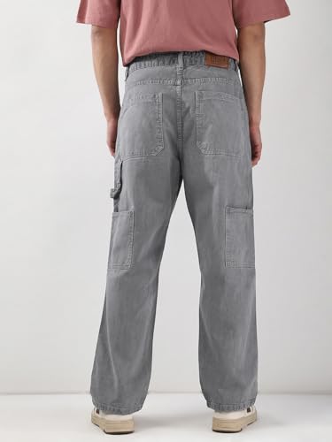 Image of Urbano Fashion Men's Loose Mid Rise Baggy Fit Cargo Carpenter Jeans with 6 Pockets Non-Stretchable