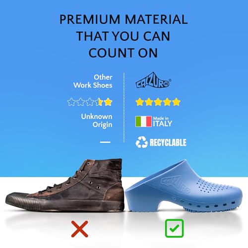 Image of CALZURO Classic Work Clogs with Holes - Unisex Work Clogs for Women and Men - Non Slip Shoes - Autoclavable Rubber Kitchen Shoes and Nursing Clogs