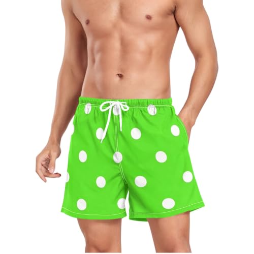 Bañador de secado rápido para hombre en verde flúor con lunares modernos 4