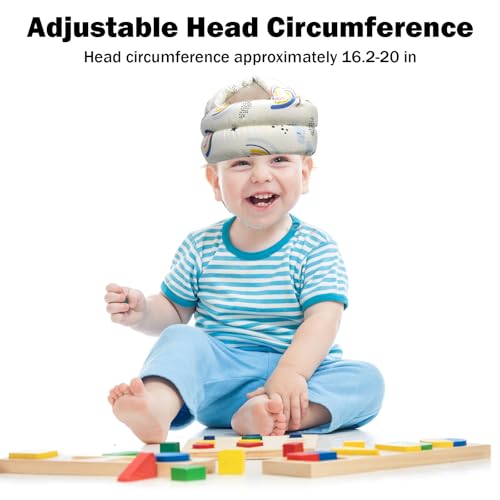 Image of Baby Head Protector Baby Helmet for Crawling Walking, No Bumps Safety Head Adjustable Protective Cap for Walking, Playing (Rainbow)
