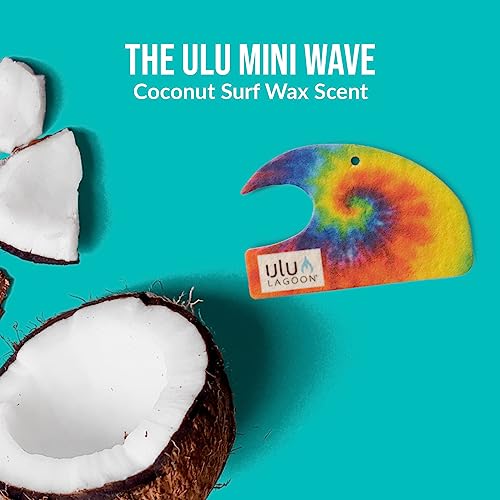 Image of ulu Lagoon Hanging Car Air Freshener | Tropical Beach Coconut Surf Wax Scent Mini Wave | Long Lasting Car Freshener, Closet and Beyond | Made In USA | 3 Pack (Hippy)