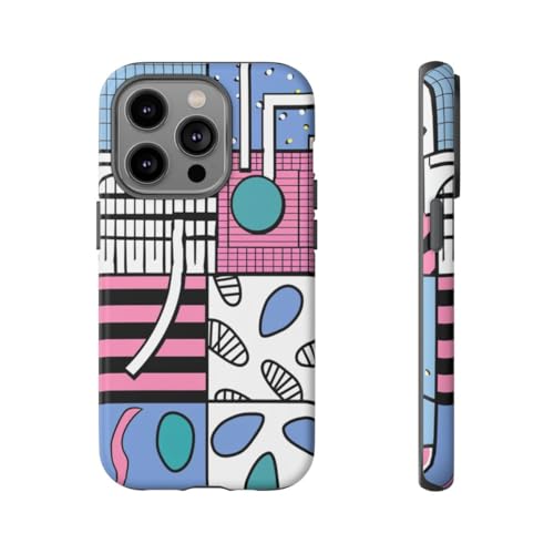 Coque iPhone 14 Pro motif géométrique coloré mat rose