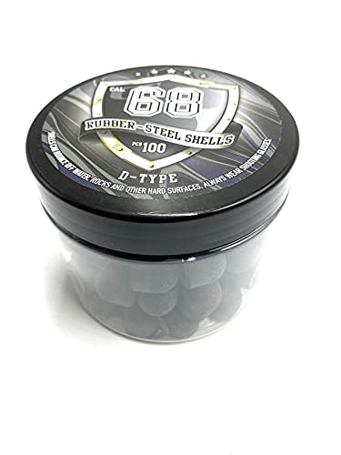 Ssr New! 100 X D-Type Hard Mix Rubber Steel Shells Rubber Balls Mixed With Steel Powder 6 Grams Heavy Ammunition For Training Home Self Defense Paintball Pistols In 68 Caliber, Black #TOP4