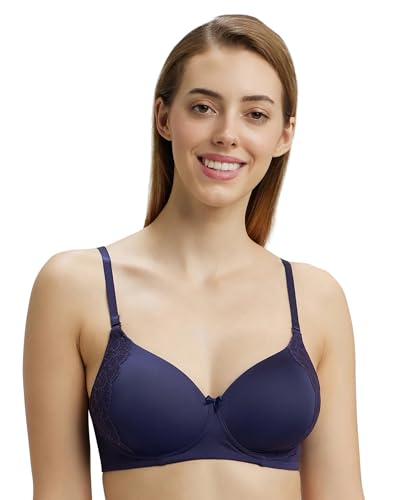 Image of Jockey 1816 Women Wirefree Padded Soft Touch Microfiber Elastane Stretch Full Coverage T-Shirt Bra with Lace Styling