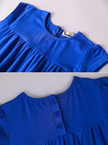 Image of Youwon Girls Dress Short Sleeve Solid Color Tunic A-Line Tiered Swing Dress 2-6 7-16