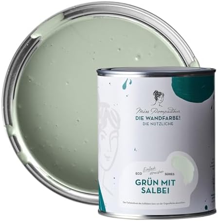 MissPompadour abwaschbare Wandfarbe Grün mit Salbei 1L - hohe Dec...