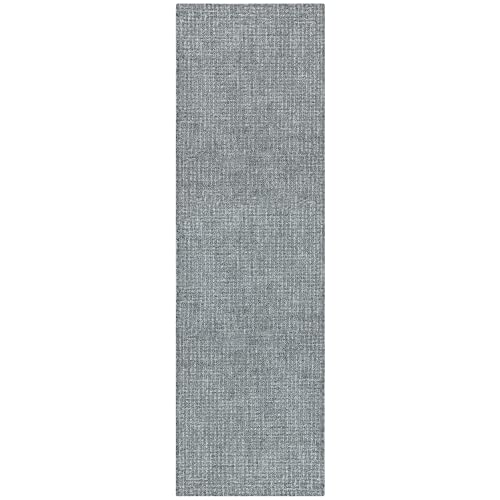 Ottomanson Hand Knotted Static Design Wool 2x8 Traditional Flatweave Runner Rug for Hallway, Kitchen, Living Room, Bedroom, 2'3" x 7'6", Gray