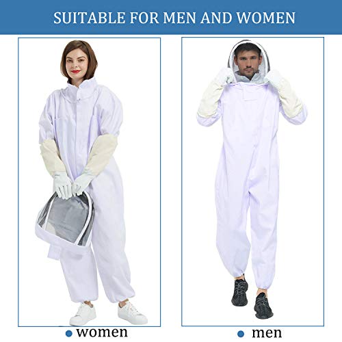 Professional Beekeeping Suit Outfit Apiarist Beekeeping Jacket with Gloves&Ventilated Hood Beekeeper Hat with Netting Protection for Backyard Professional and Beginner Beekeepers-XL - Thumbnail 7