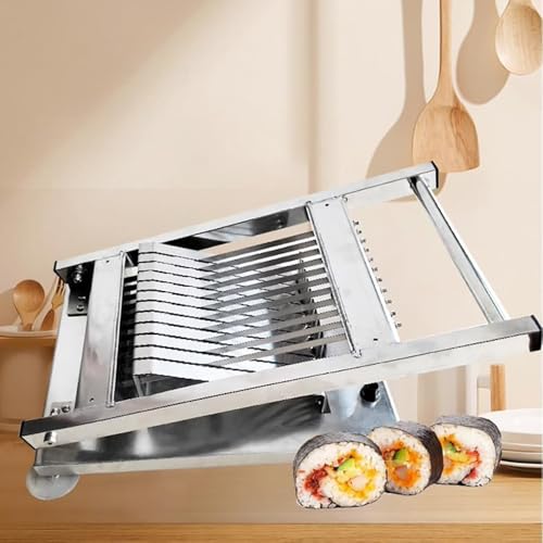 Mavdecll Cortadora De Rollos De Sushi De 12 Segmentos, Cortadora De Sushi De Acero Inoxidable, Cortadora Comercial De Onigiri, Corte Uniforme, Ahorro De Tiempo Y Esfuerzo, Fácil De Limpiar