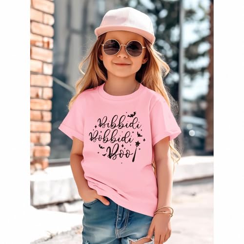 Halloween Shirts for Girls Boo Funny Letter Print T-Shirt Kids Magic Wand Graphic Spooky Season Tee Vacation Tops4