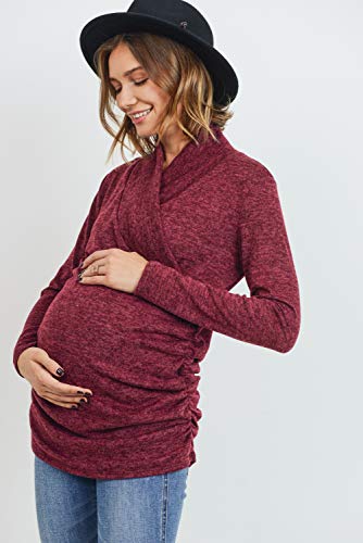 Women's Long Sleeve Maternity Sweater Top (Burgundy, Medium) #TOP3