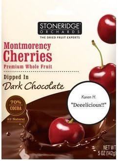 Stoneridge Orchards, Montmorency Cherries, Dipped in Dark Chocolate, 5 oz (Pack of 6)