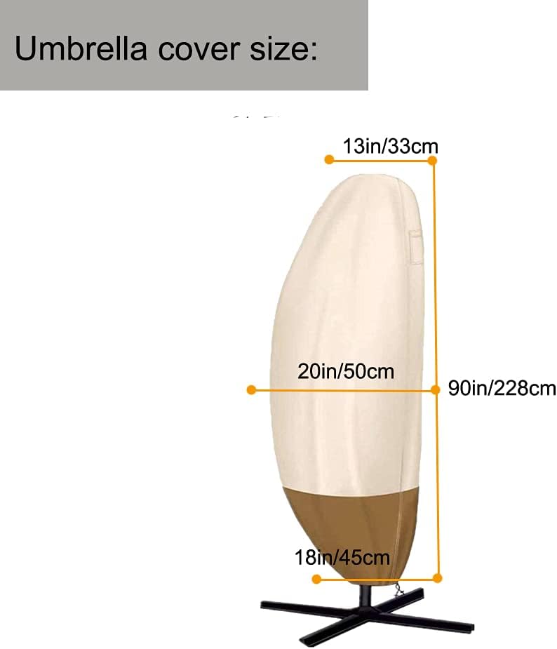 Patio Umbrella Cover 420D Cantilever Umbrella Cover Waterproof Outdoor Offset Banana Style Umbrella Cover with Zipper Windproof Anti-UV for 13 Foot Beige (Beige1)