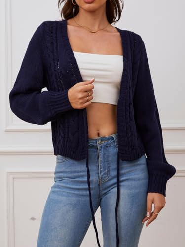 SOLY HUX Cardigan Sweaters for Women Cropped Tie Front Bow Lightweight Cardigan Long Sleeve Trendy Fall Shrugs3
