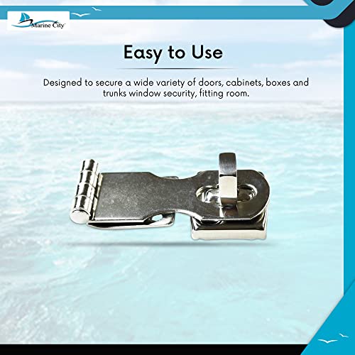 MARINE CITY 316 Grade Stainless Steel Easy Install Door Hasps Heavy Duty Swivel Safety Hasp with Turning Padlock Eye Mount Catch Latch Lock for Marines Boat (2-3/4"× 1") - Image 7