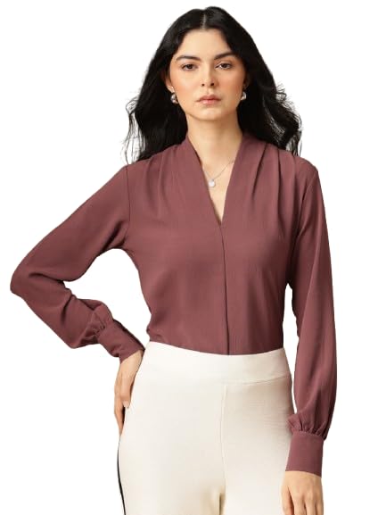 Women Pink Color Full Sleeves Solid Top