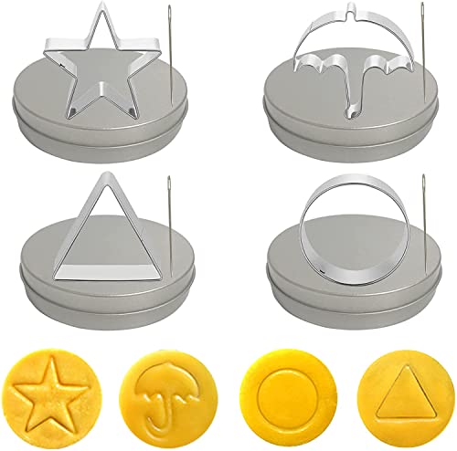 12pcs set Squid Biscuits Sugar Pie, Squid Cookie Candy Mold and Storage Tin Can Candy Cookies Board Games Realistic Korean Movie Props Family Table Games Toy for Adult Kids