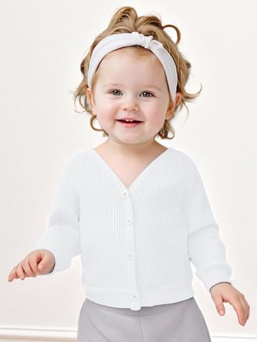 Little Girls Knit Cardigan Sweaters Solid Color Long Sleeve V-Neck Button Down Shirt Outwear Tops3