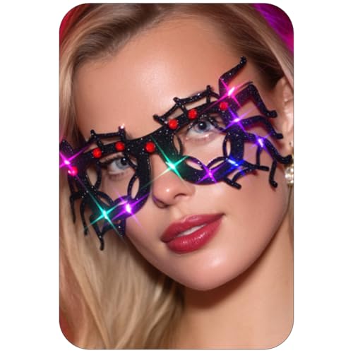 BODIY Light Up Halloween Glasses Gillter Party Eye Frames Halloween