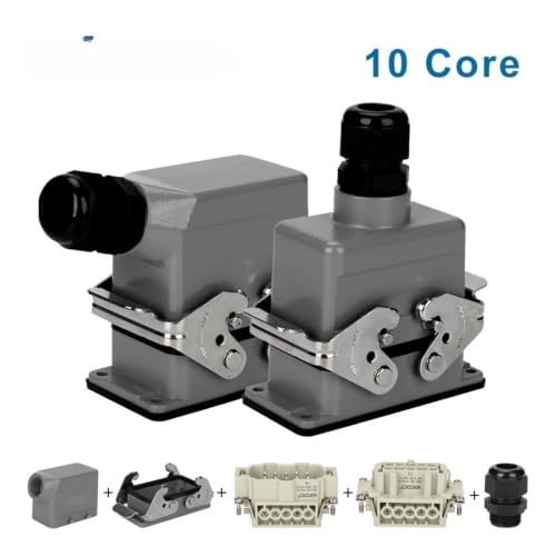 Conector rectangular industrial HDC HE 10 con acceso de tornillo engarzado 500V 2