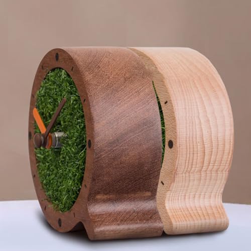 Reloj despertador redondo analógico para dormitorio silencioso de madera 5