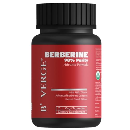 Image of B'VERGE Berberine Supplement 98% (berberis vulgaris) | With Milk Thistle Capsules for Liver | 7 Veg Capsules