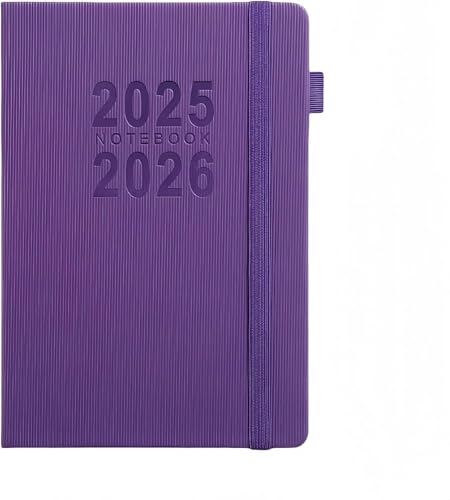手帳システム手帳 2025年7月から2026年6月 A5サイズ ノートブック 英語版 スケジュール帳 1日1ページ 目標達成日記帳 ビジネスや学校で使用可能 計画作成 (パープルです)