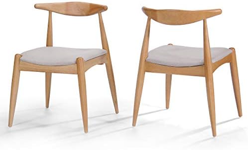 Christopher Knight Home Francie Fabric with Oak Finish Dining Chairs, 2-Pcs Set, Beige