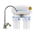 Aquasana Under Sink Water Filter | 2-Stage Filtration | Reduces up to 99.99% of PFAS, Lead, Chlorine, Cysts, & More | Under Counter Drinking Water Filter | Brushed Nickel Faucet | AQ-6200-BN