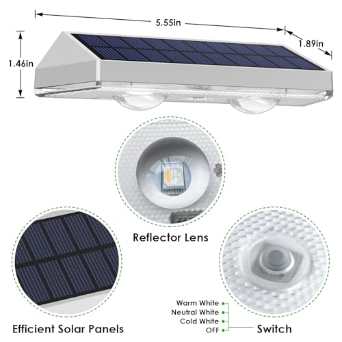 8 Pack Solar Fence Lights Outdoor - Warm White & RGB 6 Color, Dusk to Dawn Deck Light, Solar Powered Light Outdoor IP65 Waterproof, Solar Garden Lights for Outside/Backyard/Railing/Step/Patio/Wall