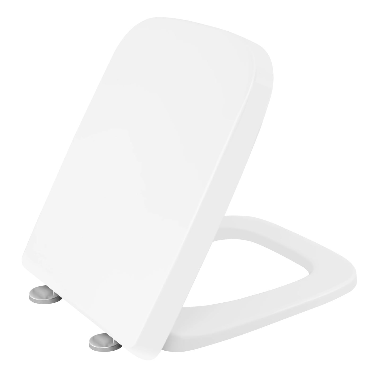 Soft Close Toilet Seat Square Shape Toilet Seat with Soft-Close Mechanism Lid Easy Installation Elongated Bathroom Silent Closed