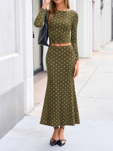 2-Piece BTFBM Women's Polka Dot Long Sleeve Crop Top & Maxi Skirt Set (S-XXL, Various Colors) $14.99 + Free Shipping w/ Prime or on $35+ + 69% Off... - image 7