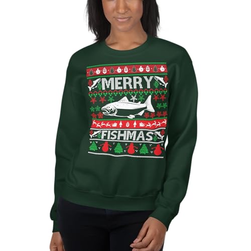 TheFunnyShirtCompany Merry Fishmas - Funny Fishing Ugly Christmas Sweater Women And Men Holiday Unisex Crewneck Sweatshirt3