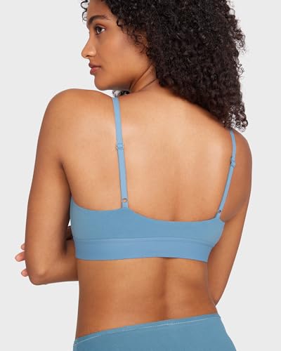Image of INLYRIC Women's Cotton Bralette - Wireless Unlined Sleep Comfortable Seamless Cami Bra