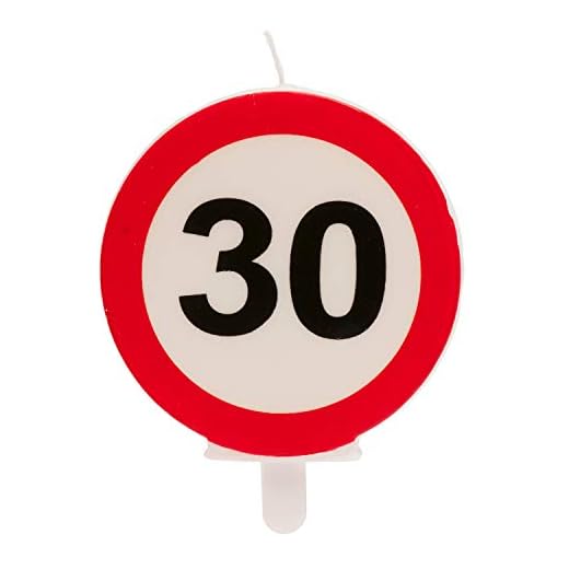Dekora - Vela Cumpleaños con Señal de Prohibido para Decoracion de Tartas - Numero 30