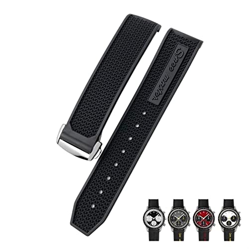 Bracelet montre caoutchouc 22mm noir souple compatible Seamaster 300