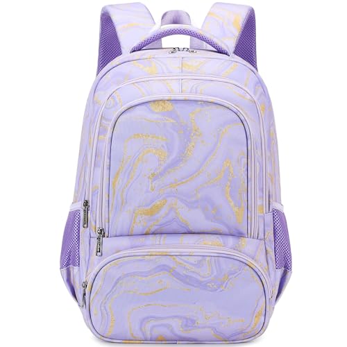 abshoo Marble Lightweight Kids Backpack For School Girls Elementary Kindergarten Bookbag School Bags (Marble Purple)