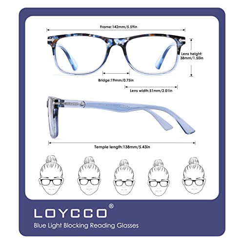 Loycco 4 Pack Computer Reading Glasses Blue Light Blocking Anti Eyestrain Flexible Lightweight Square Readers For Women Men #TOP1