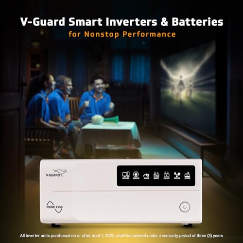 V-Guard Prime 1150 Pure Sinewave 1000VA Inverter for Home, Office and Shop with 3-Year Warranty