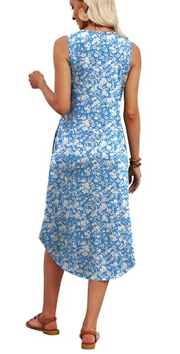 Image of WIHOLL Summer Dresses for Women 2026 Button Front Sleeveless Casual Midi Dress Beach Vacation Sundresses with Pockets