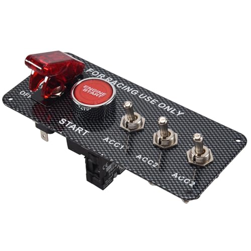 Commutateur d'allumage de voiture 12V avec bouton poussoir de démarrage et 3 interrupteurs à bascule