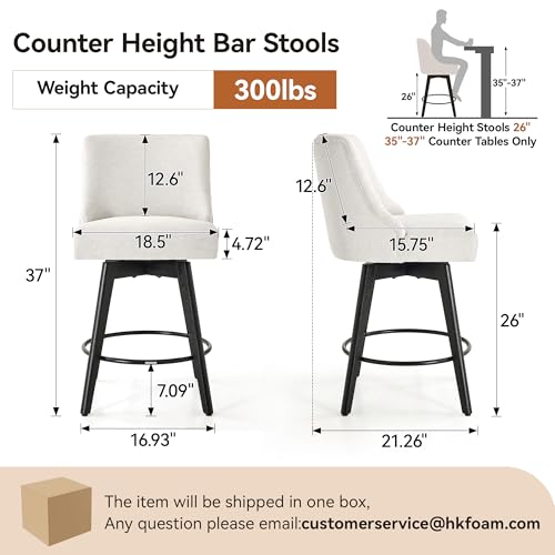Image of 26 inch Counter Height Swivel Bar Stools, Set of 3, Cream
