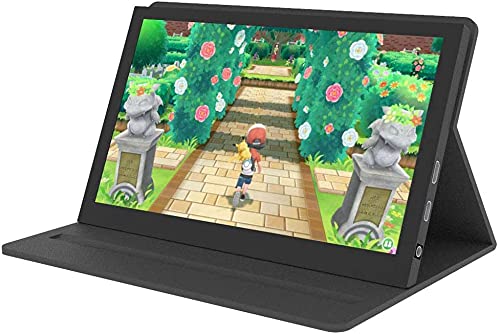 Jun-Saxifragelec Portable Monitor 7 inch IPS Touch Screen 1024x600 Game Display, Compatible with Raspberry Pi 4, with Leather Case