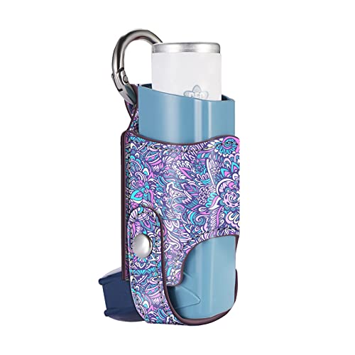 MEDMAX Asthma Inhaler Holder PU Leather Protective Travel Handy Mini Holster Lightweight Carrying Case with Carabiner Clip Inhaler Not Included (Case Only) Paisley Purple