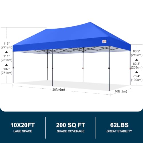 Image of MASTERCANOPY 10x20 Durable Pop Up Canopy Tent with Roller Bag, Blue