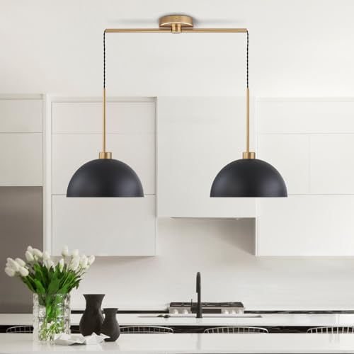 Ymlii Farmhouse Pendant Lights Kitchen Island, 2 Light Black and